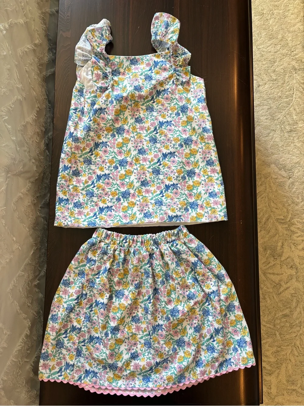 Girls floral matching top and skirt